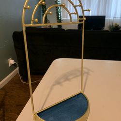 Gold Necklace Hanger with Velvet Jewelry Holder