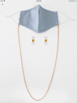 🤍🤍Grey/blue mask with gold chain 🤍🤍 PLEASE READ BELOW