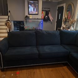Blue Suede Sectional 