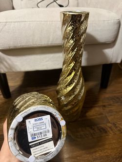 Gold Open Lattice Vases – Set of 2