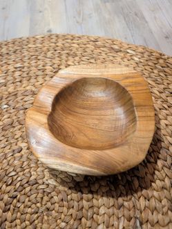 Hand-Carved Teak Wood Bowl