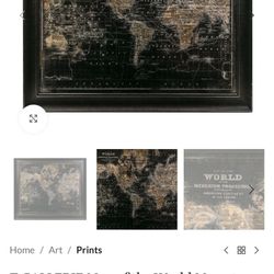 World Map picture- Dinner Table 4 Chairs-$800