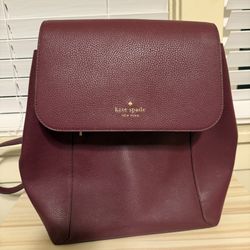 *Holiday Sale* Kate Spade Cherrywood/Burgundy Lena Large Flap Leather Backpack