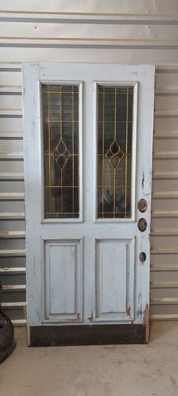 Vintage Solid Wood 2 Lite Entry Door