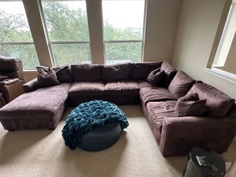 Suede Leather Sectional Sofa Couch Espresso Brown