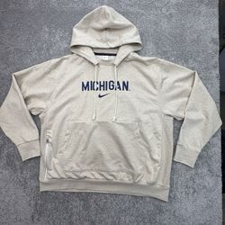 Nike Michigan Wolverines Hoodie Men’s XXL Pullover Fleece Light Gray Swoosh