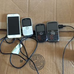4 Old Cell Phones For Sale/ 2 Boxes Of Cables 