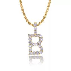 18K Gold Plated Stainless Steel Alphabet Letter CZ