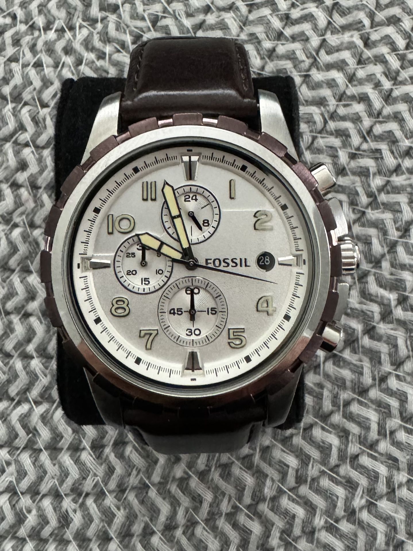 Fossil Watch With Brown Leather Band.