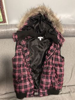 Pink plaid Puffer jacket