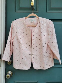 Coldwater Creek Petite Pink Embellished Sequin Floral Dressy Jacket Blazer
