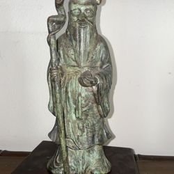  Antique Patina Bronze Chinese Statue 