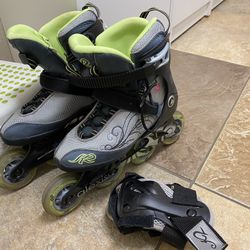 K2 Alexis ILQ7 In Line Skates, 84mm Wheels. Breast Cancer Ribbon. Women's 8