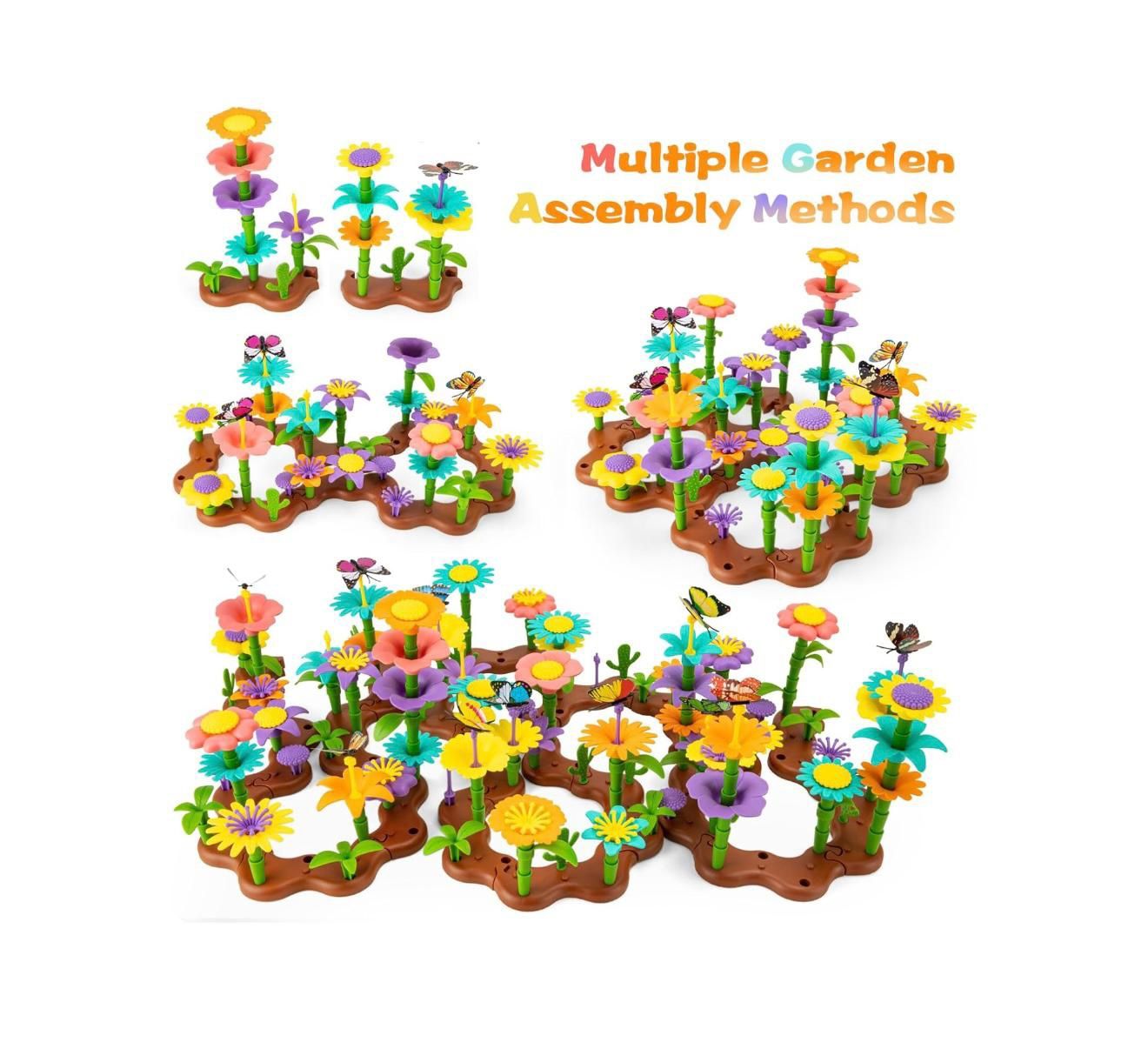 Flower Garden Building Toys for Girls: 127PCS Kids Gardening Kit Set Gifts for 3 4 5 6 7 Year Old Toddler