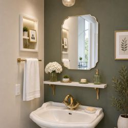 18 in. W x 24 in. H Frameless Irregular Bathroom Vanity Mirror