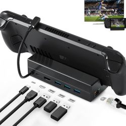 Docking Station: Stream Deck Dock 6-in-1 with HDMI 2.0 4K@60Hz, 1000Mbps Ethernet, 3 USB 3.0 and Fast Charging Port Compatible with Valve