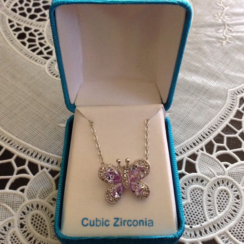 Cubic Zirconia butterfly necklace