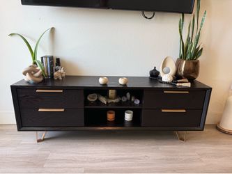TV Stand / Media Console – Dark Wood & Gold Hardware - Joss & Main