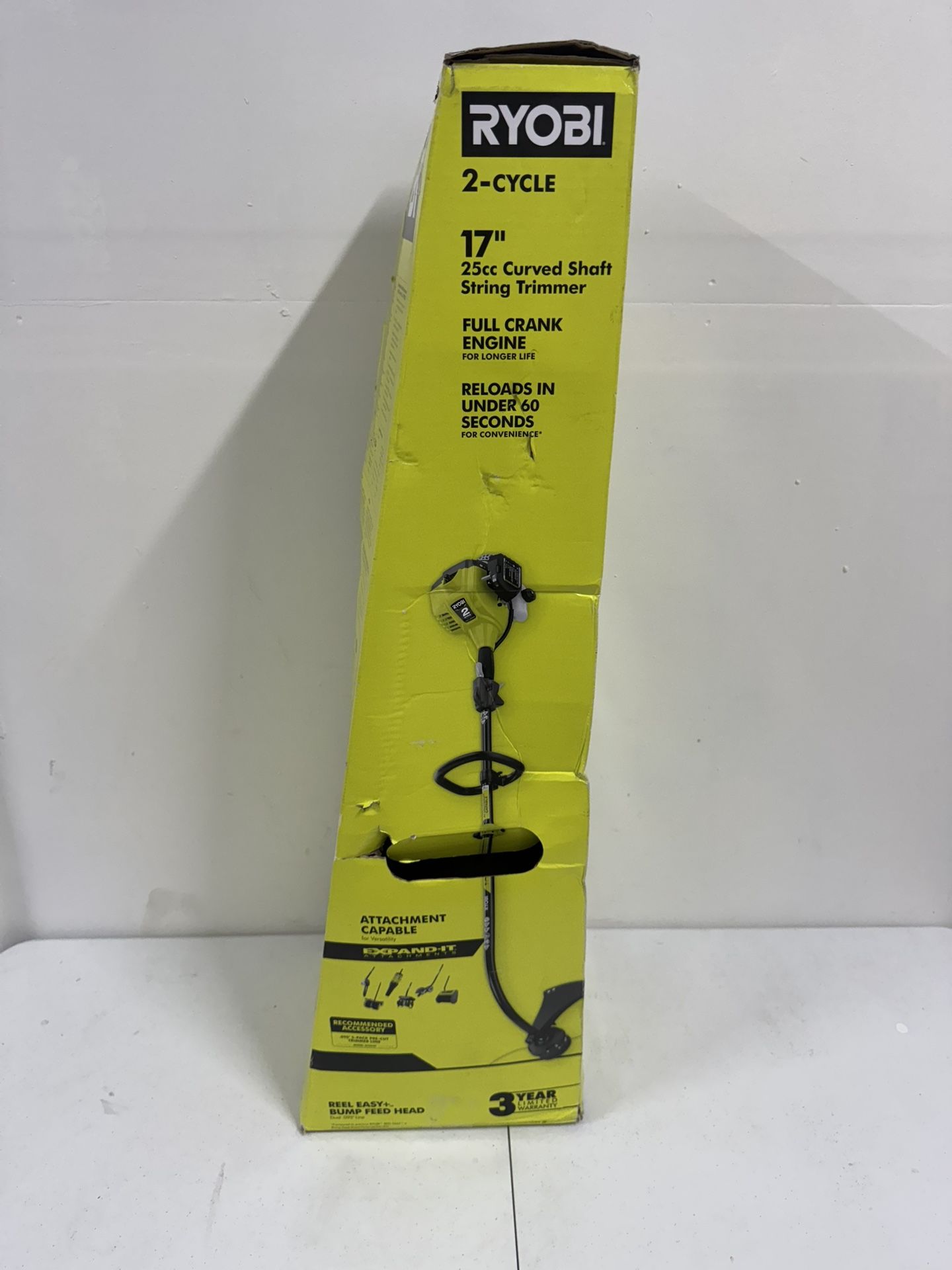 RYOBI 25 cc 2-Stroke Attachment Capable Full Crank Curved Shaft Gas String Trimmer