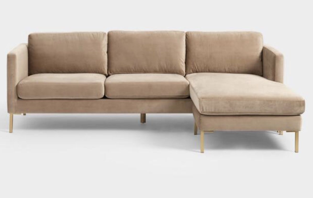 Camel Color Sectional Sofa with Adjustable Chaise