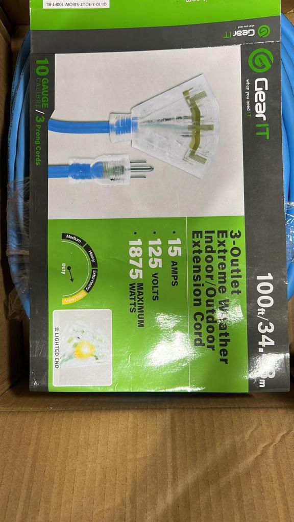 GearIT Extension Cord 100 Feet 10/3-3 Triple Outlet for Sale in Plainfield,  IL OfferUp