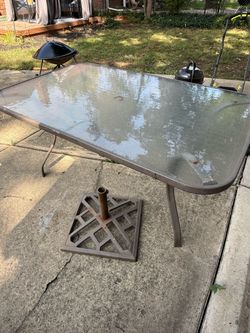 Outdoor Patio Glass Top Table with four chairs