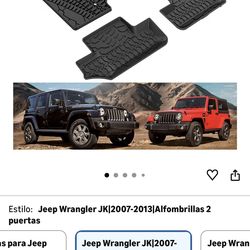 KIWI MASTER Floor Mats for 2007-2013 Jeep Wrangler JK 2-Door, Custom Fit Al
