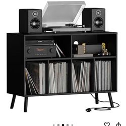 Castle Record Player Stand, Turntables Stand with Vinyl Record Storage Holds up to 350 Albums, Record Stand Table for Living Room,