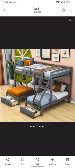 3 bunk bed set with mattresses