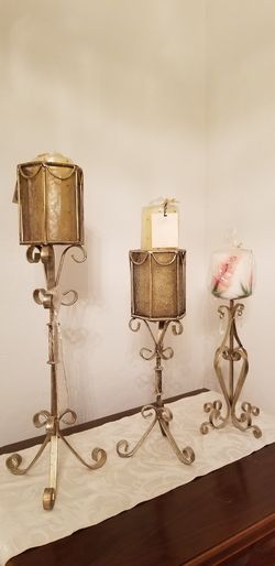 Decorative Tiered Metal Mesh Candle Holders With New Candies - Set of 3 = $67