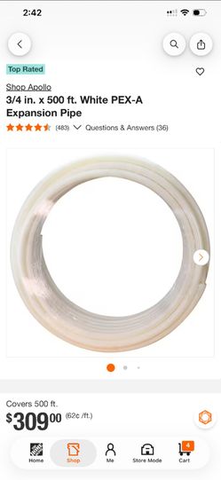 Apollo 3/4 in. x 500 ft. White PEX-A Expansion Pipe
