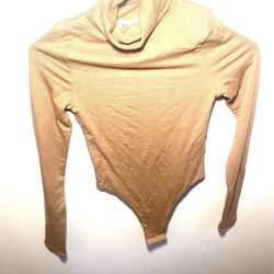 bodysuit stretch slim turtleneck long sleeve Xs