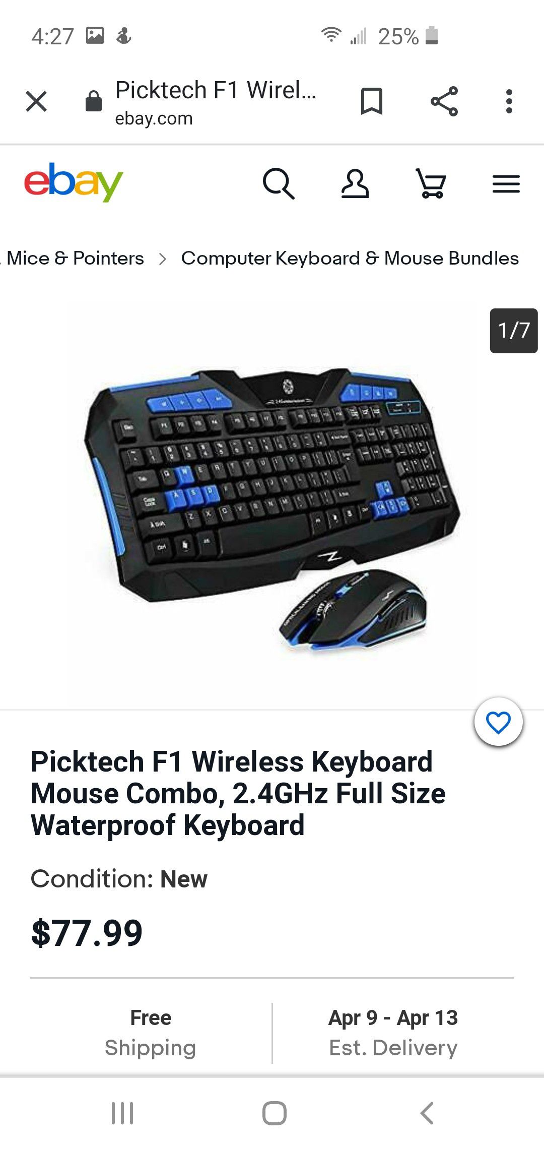 F1 wireless keyboard and gaming mouse