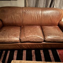 Genuine Leather 3-Seater Couch – Classic, Durable & Comfortable – $250 (OBO