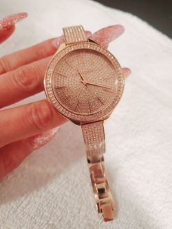 Michael Kors Runway Pink Crystal-set Dial Pink Gold-tone Ladies Watch