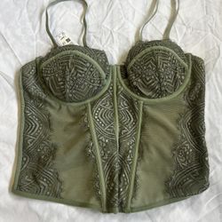 Garage Green Lace Bustier Top