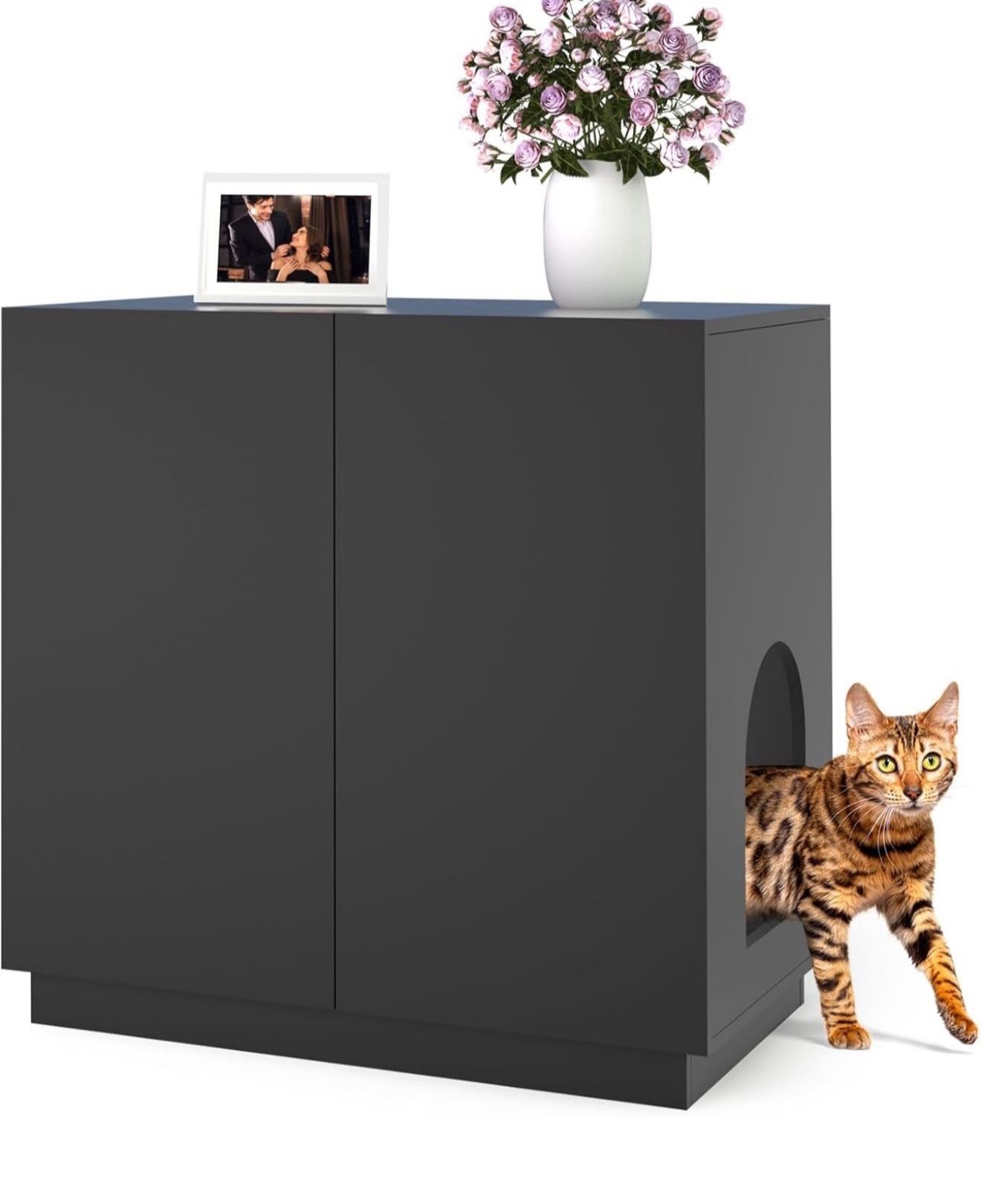 Cat Litter Box Enclosure Furniture with Storage, Side Cabinet )