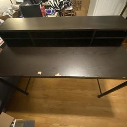 Black Desk with Built-In Storage Cubbies