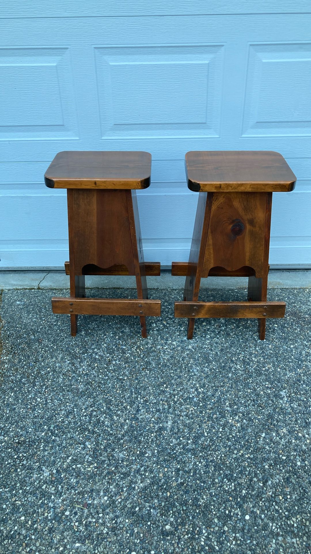 A pair of wooden Bar stools