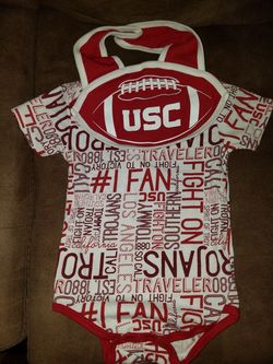 USC Trojans onesie and bib Fight On infant toddler clothes
