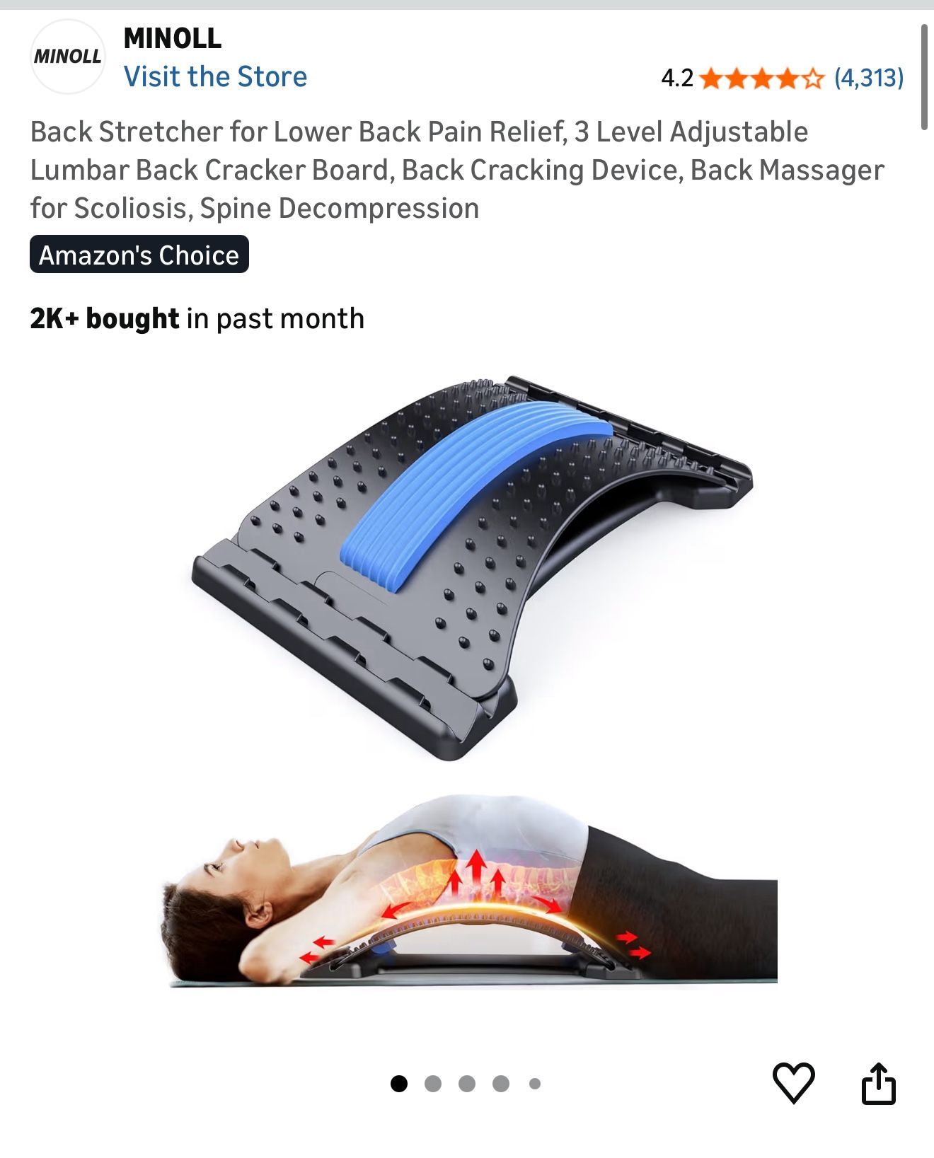 Back Stretcher for Lower Back Pain Relief, 3 Level Adjustable Lumbar Back Cracker Board, Back Cracking Device, Back Massager for Scoliosis, Spine Deco