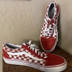 Checkered Red Vans, Size 10.5M 12W