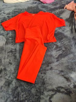 Orange Two-Piece Top and Leggings Set