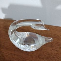 VINTAGE GLASS GOOSE PAPERWEIGHT FIGURINE 3.5"×3"- C5