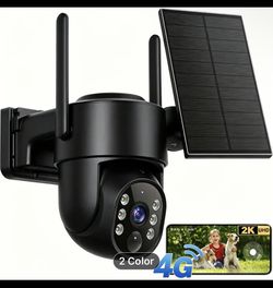 Wireless Outdoor Security Camera with 360° PTZ Pan-Tilt-Zoom, 4G LTE Cellular, Color Night Vision, Two-Way Audio, Motion Detection Alerts, TF Card & C