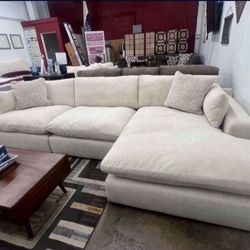 Super Plush 140” Feather Cloud Sectional Sofa Couch 