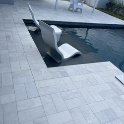 6x12 1.25”  White Aurora Sandblasted Marble