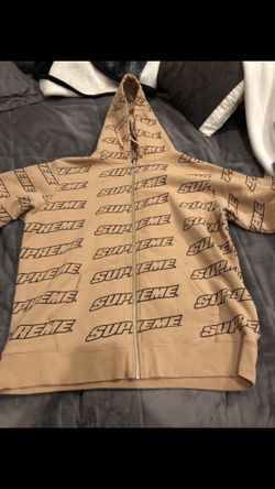 Supreme repeat zip up hooded sweatshirt brown for Sale in La