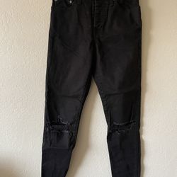 Levi's Womens Black Wedgie Skinny Ankle Distressed Denim Jeans, Size 27