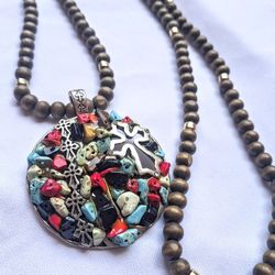Vintage Silver Turquoise Cross Pendant Necklace